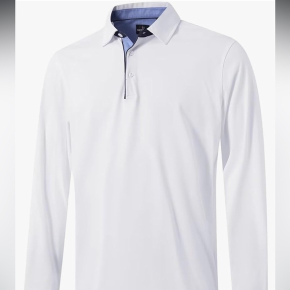 Long Sleeve Polo Shirts Cotton Blend Business Casual Stylish Collared Shirts - Picture 3 of 9